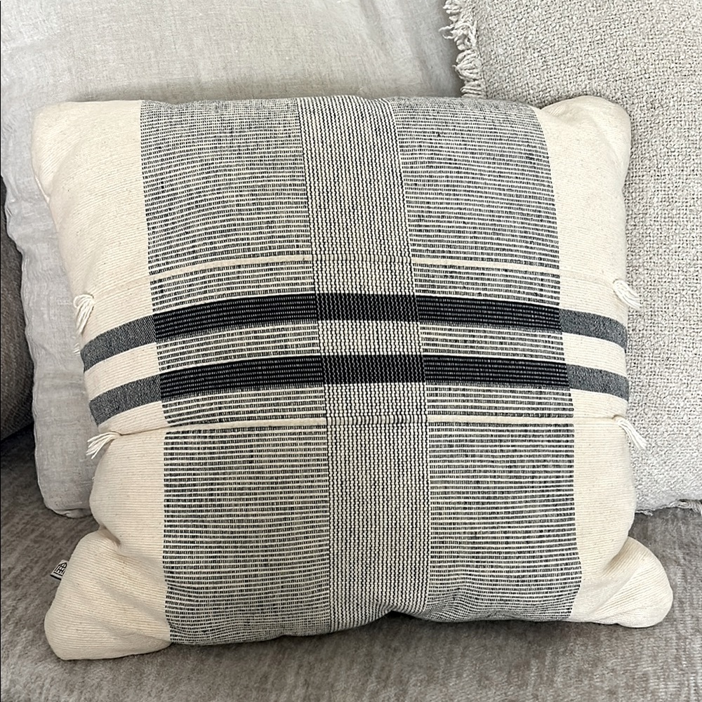 Hearth & Hand Striped Cream and blue Throw Pillow